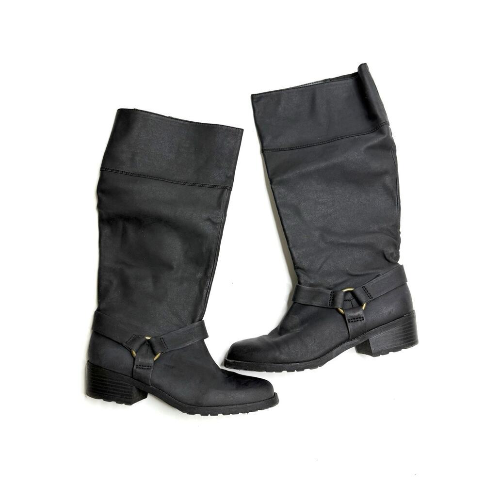 JustFab Charcoal Moto Boots